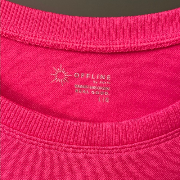 Aerie Offline Womens L Fuchsia Crop Top Activewear Yoga Workout - Picture 2 of 4